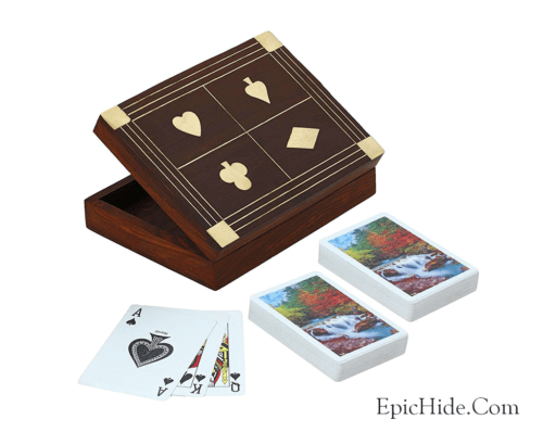PLAYING CARDS IN WOODEN BOX INDOOR GAME