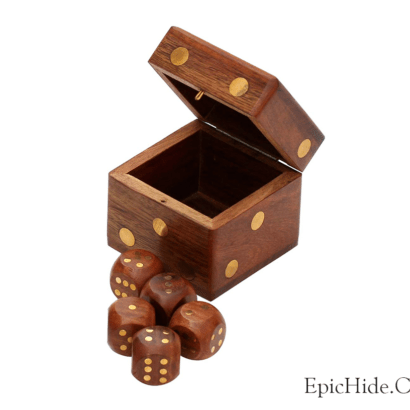 WOODEN DICE SET IN WOOD BOX