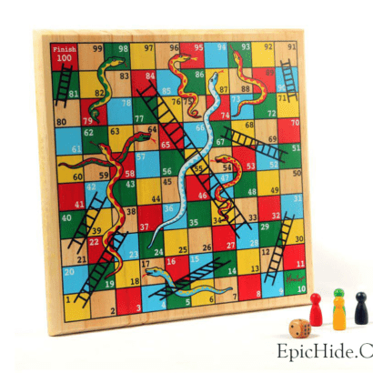 WOODEN SNAKES AND LADDERS & LUDO DUAL SET